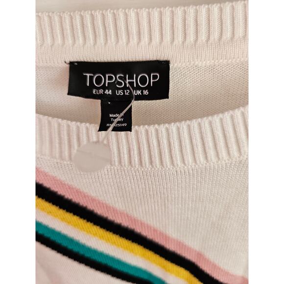 NWOT TOPSHOP VARSITY DIAGONAL STRIP SWEATER LADIES 12 LARGE - Picture 3 of 5